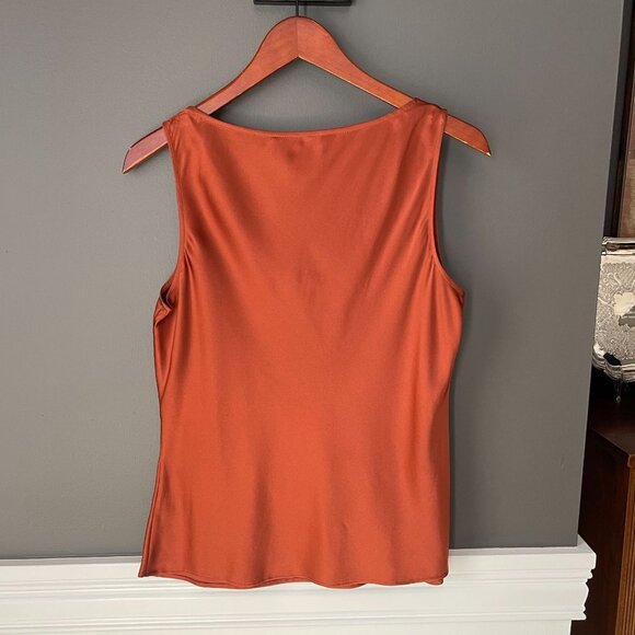 St. John Knit Skirt Suit Set Metallic Black Copper 3 Pc Blazer Skirt Silk Top 14 - Picture 12 of 16